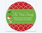 Items similar to Personalized Christmas Address Label Stickers- 2" Round- Christmas Ornaments ...