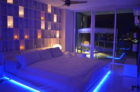 Master Bedroom / Night Time / LED Lighting Accents / Custom Cabinetry / Niches / White Everythi ...