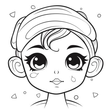Cartoon Girl Face Isolated Coloring Page For Adults Outline Sketch Drawing Vector, Car Drawing ...