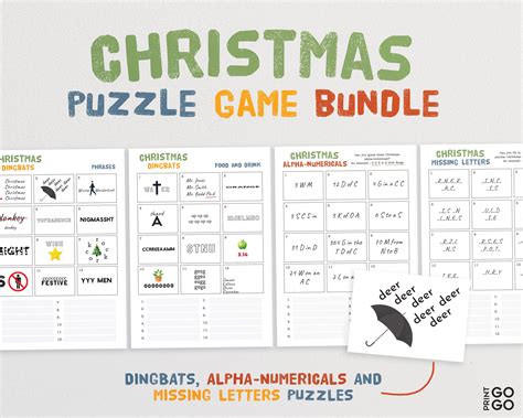 Christmas Puzzle Bundle Christmas Dingbats Quiz Christmas | Etsy UK