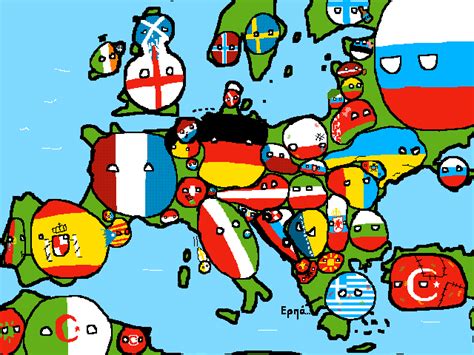 an illustrated map of europe with all the countries painted on it's flags and colors