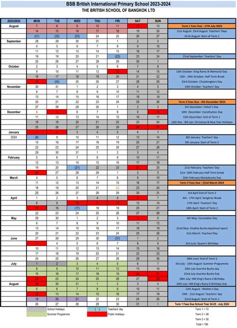 New BSB calendar 2023_2024 | BSB British International Primary School