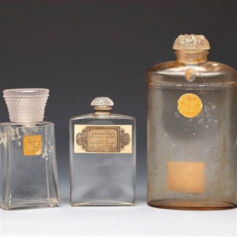 COTY fragrances. France, between 1920-1930.Three bottles of perfume and cologne " Muse, Jasmin ...