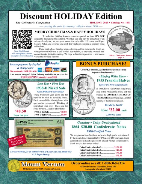 Mount Vernon Coin Company Catalog 1031