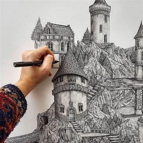 Le dessin de paysage - trouvez de l'inspiration pour dessiner | Ink pen ...