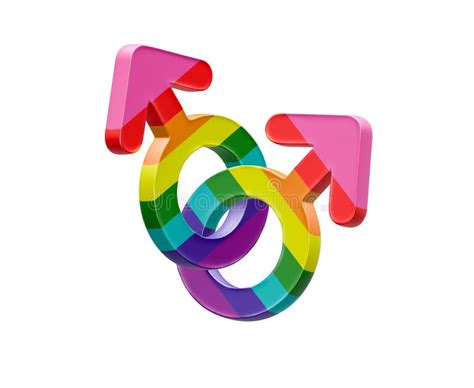 3D Illustration of Gay Couple Symbol with LGBTIQ PRIDE Colorful Rainbow ...