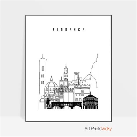 Florence Black And White Skyline Poster | Art Prints Vicky | Florence art, Black and white ...