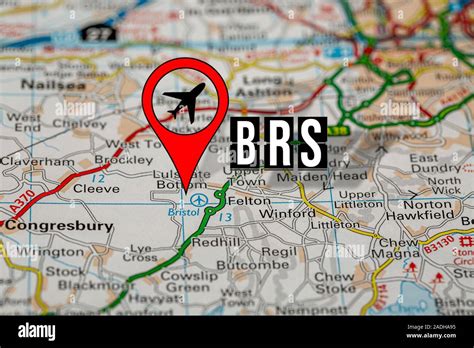 Red Pin on Paper Map Showing Position of Bristol Airport Stock Photo ...