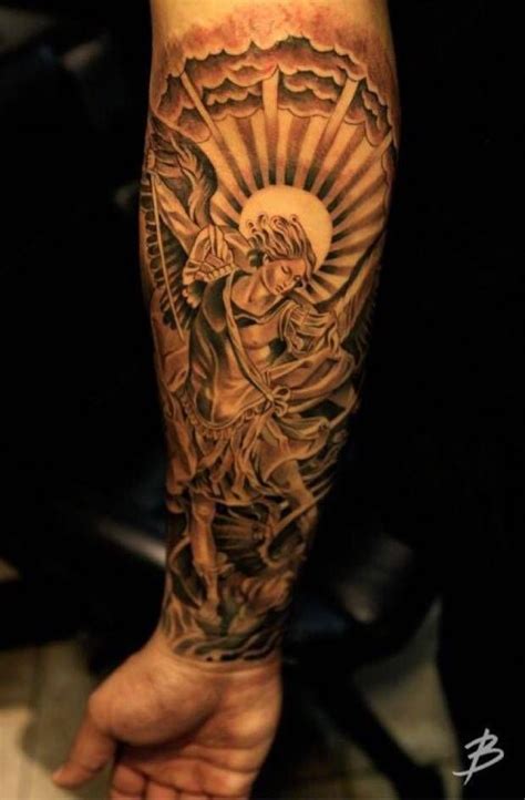 St Michael Tattoo Forearm