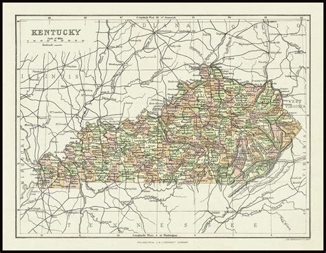 Kentucky Vintage Historical Map 1890 Photograph by Carol Japp - Pixels