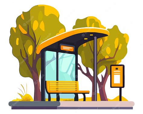 Parada de autobús moderna en la calle de la ciudad esperando el autobús | Vector Premium