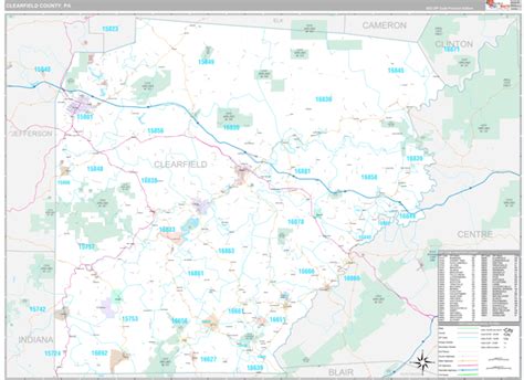 Clearfield County, PA Wall Map Premium Style by MarketMAPS - MapSales