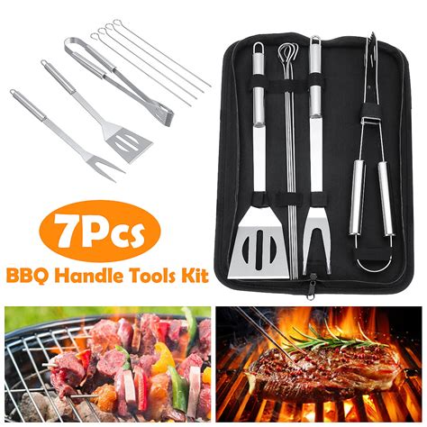 7 PCS/set BBQ Grill Handle Tool Set-Stainless Steel Barbecue Grilling ...