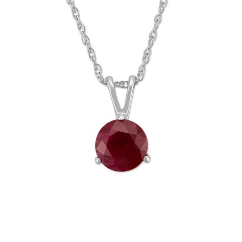 14K White Gold Round Ruby Pendant, 18" | Borsheims