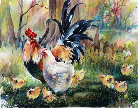 Pin by Val Davison on Artist: Lian Quan Zhen | Chicken art, Watercolor ...