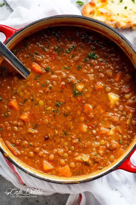 The BEST lentil soup recipe is naturally thick and loaded with healthy ...