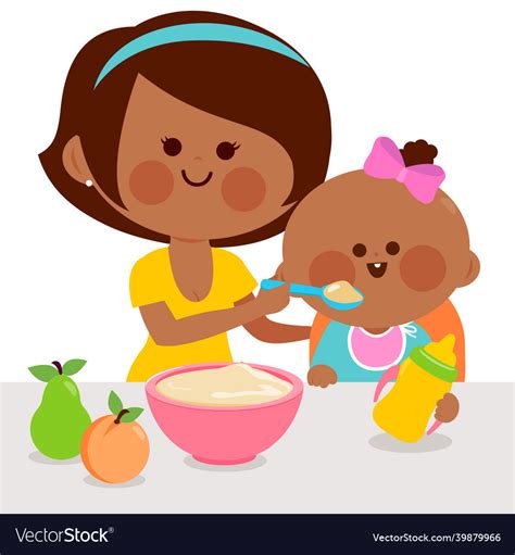 Mother feeding her baby Royalty Free Vector Image