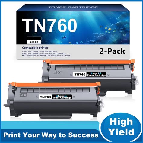 TN760 Black High Yield Toner Cartridge Replacement for Brother L2717DW L2710DW L2750DW L2750DWXL ...