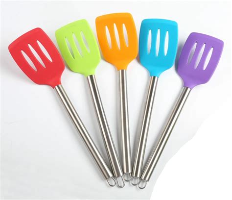 1PCS STAINLESS STEEL HANDLE SLOTTED SPATULA SILICONE SPATULA KITCHEN ...