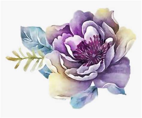 Clip Art Purple Flower Watercolor - Purple Watercolor Flowers Png ...