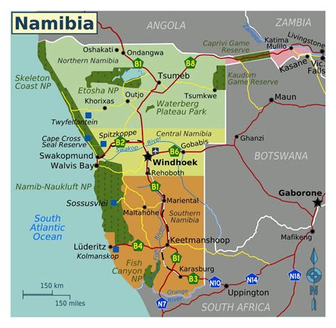 Large regions map of Namibia | Namibia | Africa | Mapsland | Maps of ...