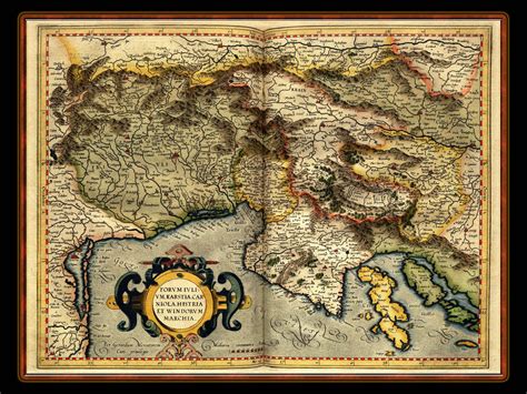 an old map of italy with the borders in gold and black, on a white background