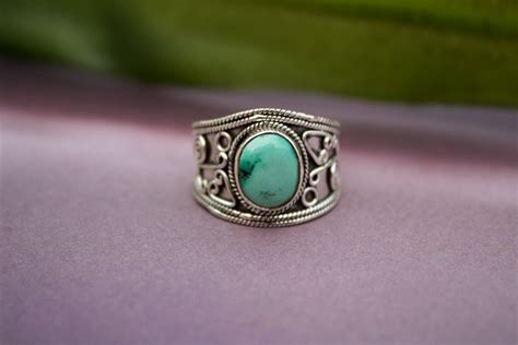 Natural Turquoise Ring, Turquoise Sterling Silver Ring, Wide Band Ring – Its Ambra