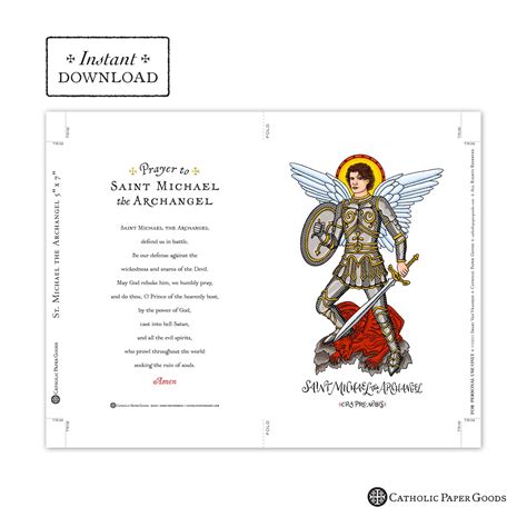 St. Michael the Archangel Prayer Card, Art Print, Instant Download, DIY ...