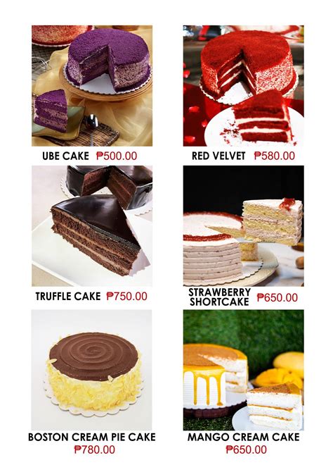 Menu at Cebu Cardinal Bakeshoppe, Cebu City