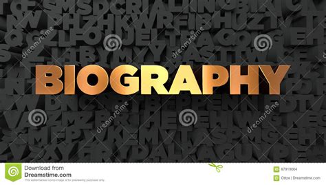 Biography - Gold Text on Black Background - 3D Rendered Royalty Free Stock Picture Stock ...