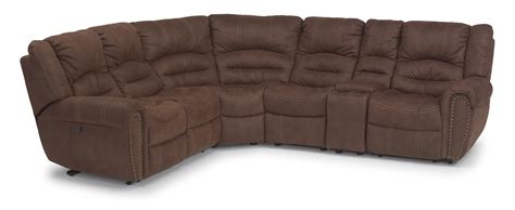 Flexsteel Latitudes - New Town Six Piece Power Reclining Sectional Sofa with Nailhead Studs ...