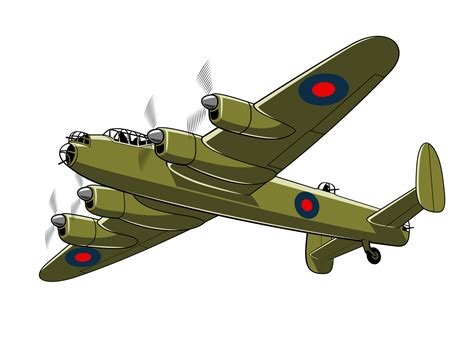 Lancaster Heavy Bomber 1942. WW II aircraft. Vintage airplane. Vector ...