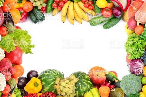 Frame of vegetables and fruits on white in 2020 | Fruit, Fruits photos, Vegetables