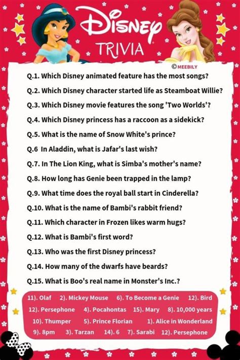 100+ Disney Movies Trivia Question & Answers - Meebily