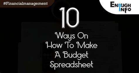 How To Make A Budget Spreadsheet - EnoughInfo - Daily information and reference blog