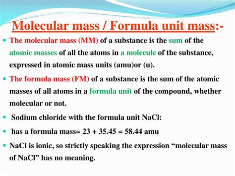 PPT - Lecture No. 2 Molecular Mass and Formula mass Lecturer: Amal Abu ...