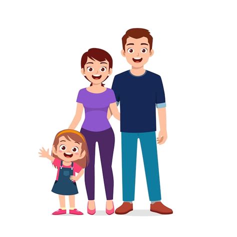 Premium Vector | Cute little girl with mom and dad together