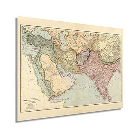 1912 Middle East Map Old Map of Countries Between Constantinople & Calcutta India South Asia ...