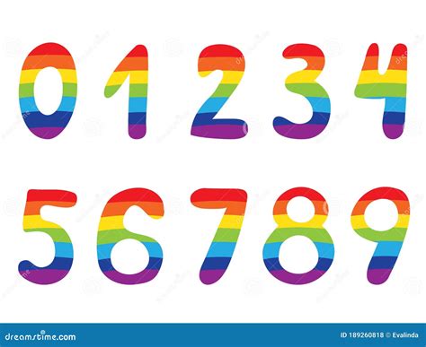 Set of rainbow numbers. stock illustration. Illustration of cute - 189260818