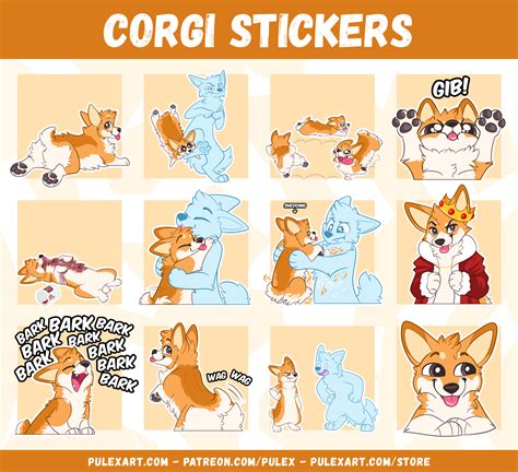 Recolorable Corgi Telegram Discord Stickers