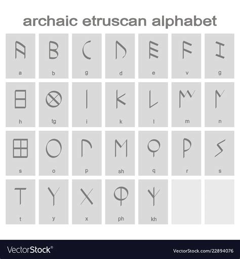 Set of monochrome icons with etruscan alphabet Vector Image