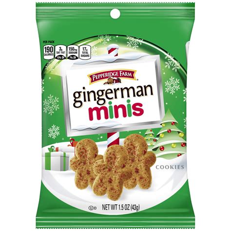 Pepperidge Farm Gingerman Minis Ginger Cookies, 1.5 oz. Holiday Snack ...