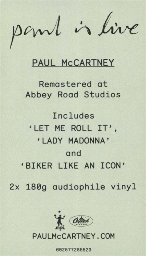 Paul McCartney and Wings Paul Is Live - 180gram Vinyl UK 2-LP vinyl se ...