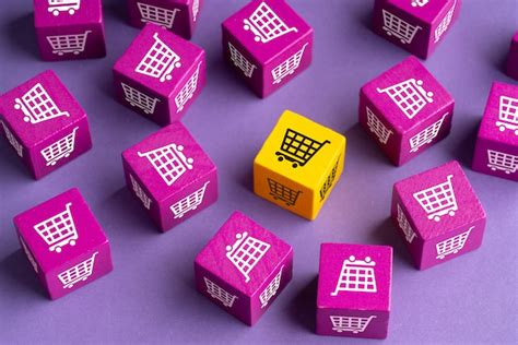 Premium Photo | Online shopping icon on colorful cubes