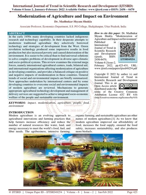 Modernization of Agriculture and Impact On Environment | PDF ...