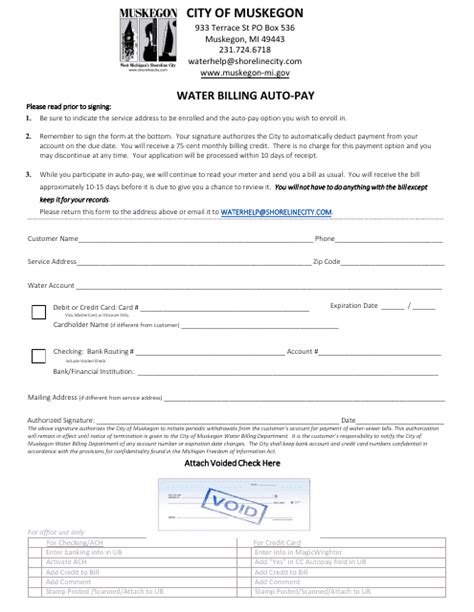 City of Muskegon, Michigan Water Billing Auto-pay - Fill Out, Sign ...