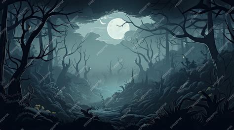 Premium AI Image | A dark forest with a moon