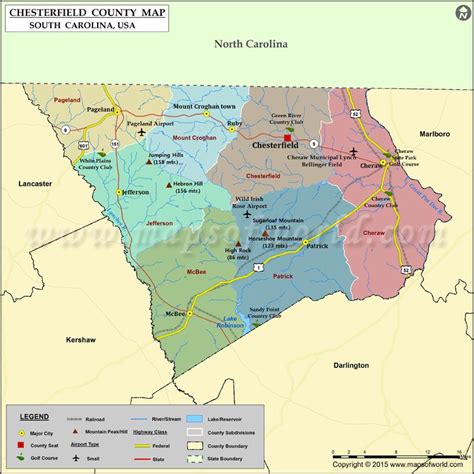 Chesterfield County Map, South Carolina