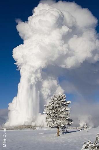 Old Faithful erupting, winter in Yellowstone National Park, Wyoming | National parks ...