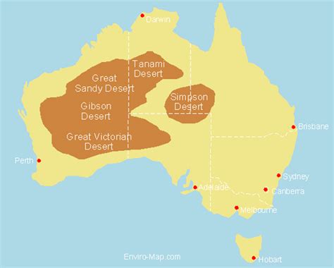 Major Australian Deserts - World Maps Enviro-Map.com